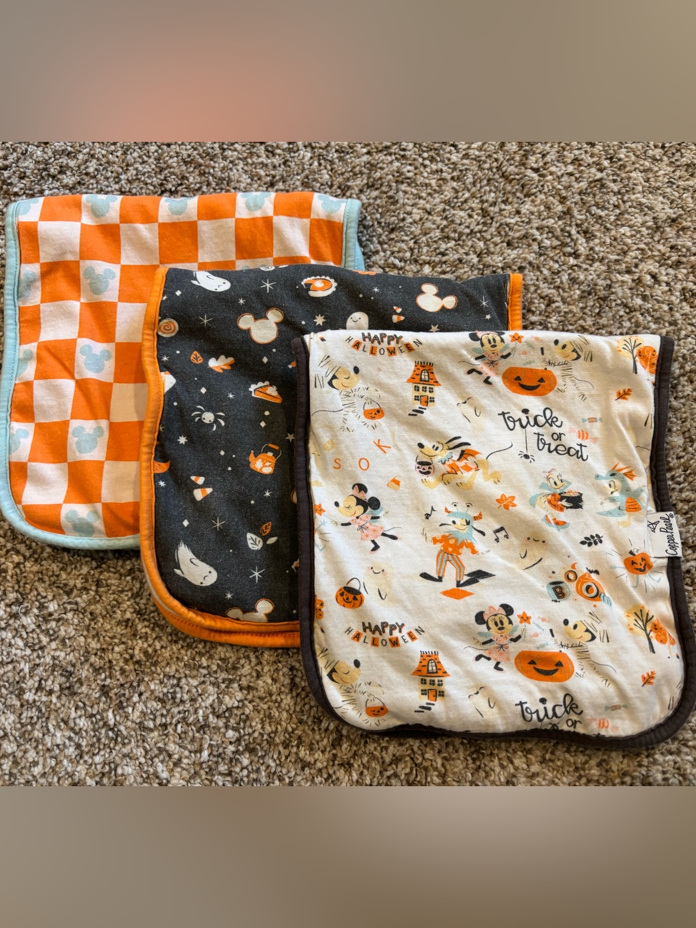 Copper Pearl Disney Halloween Baby Burp Cloth Trio - Limited Edition